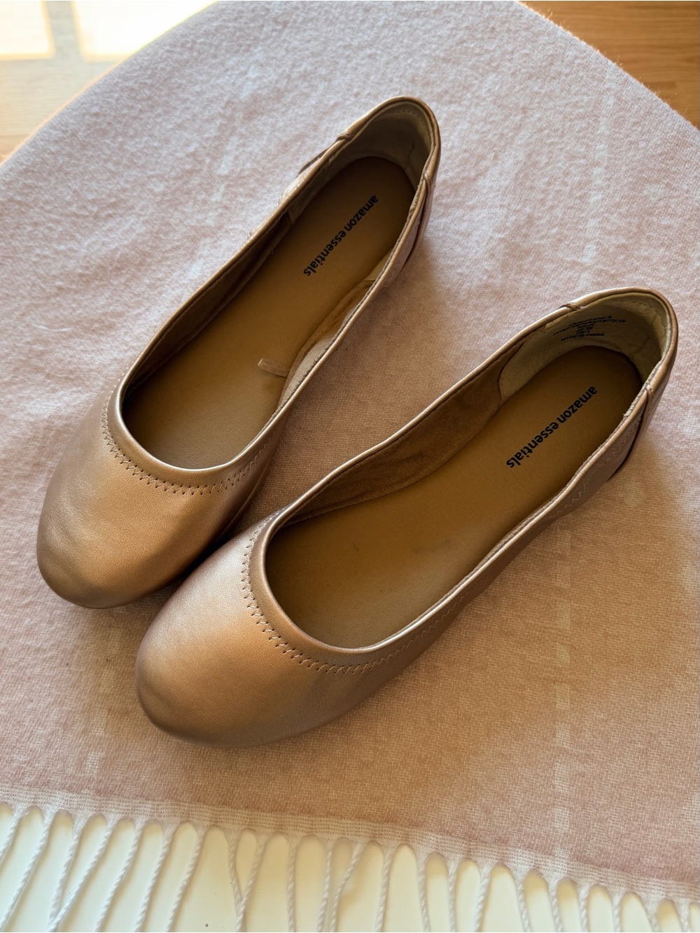 Amazon Essentials Metallic Ballet Flats in Rose Gold